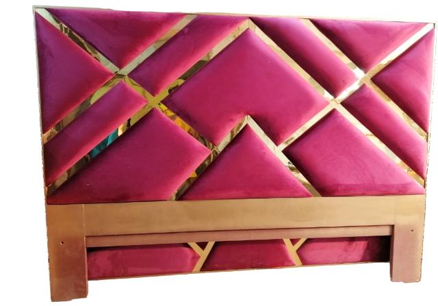 King style Headboard crafted using soft velvet adding different layout in elegant color