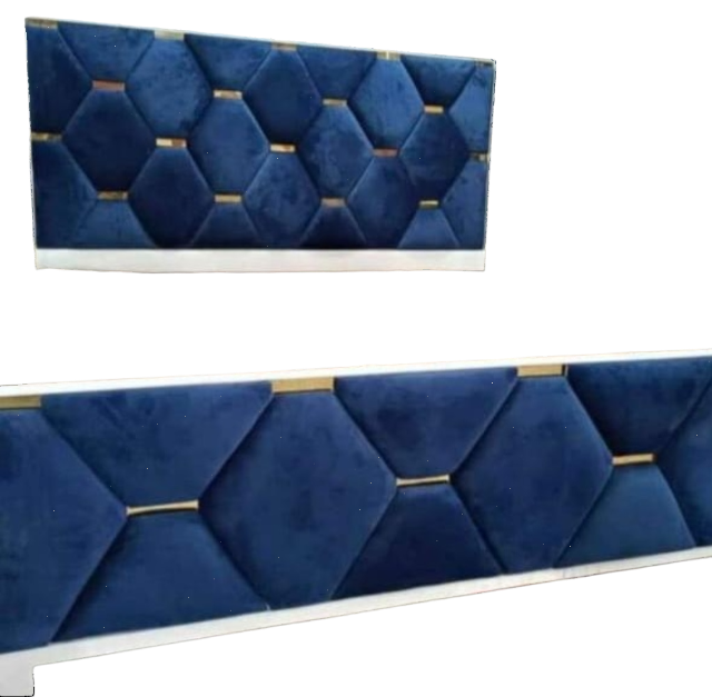 Beautiful Headboard and footboard crafted using soft velvet adding different layout in navy blue color